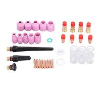 Srliya Kit di Accessori per Saldatura TIG da 49 Pezzi WP-17 18 26 Parti della Torcia Include Ugello a Tazza di Vetro, Lente per Gas con Vari Ugelli in Allumina e Corpi di Pinza pe