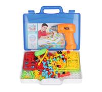 Srliya Kit Giocattoli per la Costruzione di Strumenti per Trapano e Cacciavite, Set di Mosaici Educativi con Unghie di Funghi, 45 Motivi, Apprendimento degli Steli per Bambini,