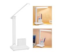 Srliya Lampada da Scrivania a LED Touch Dimmerabile a 3 Temperature di Colore per la Lettura da Studio Lampada da Tavolo per la Cura degli Occhi con Portapenne (Ricarica e collegamento a doppio uso)