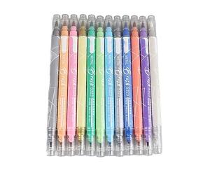 Srliya Penne Colorate a Doppia Testa, 12 Penne Colorate per Diari Che Non Sbiadiscono Uniformemente, Artistiche Portatili Leggere per Album Fai-da-te, Ceramica, Pratica di