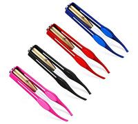Srliya Pinzette per Sopracciglia con Luce a LED 4 Pezzi, Pinzette Illuminate per Depilazione Perfetta (Nero+blu+rosso+rosa)