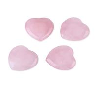 Srliya Quarzo Rosa, Set di Decorazioni in Quarzo Rosa a Forma di Cuore di 4, Pietra Curativa Lucida e Ben Lucidata, Gettone Romantico, per la Famiglia e L'amico Amante del
