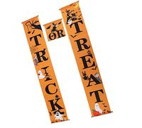 Srliya Set da Portico con Decorazioni di Halloween con Colori Vivaci per Divertirsi con Dolcetto o Scherzetto All'aperto - 1 Set di 3 Decorazioni in Tessuto Lavabile (Tenda per porta arancione)