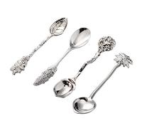 Srliya Set di Cucchiaini da tè e caffè Vintage in Lega Mini per Degustare il Gelato e Dessert Mescolando, Stoviglie Ecologiche per la Casa, Cucchiaio D'argento da 4 Pezzi (argento)