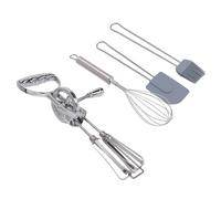 Srliya Set di Fruste per Uova Rotanti Frusta Manuale Efficiente a Doppia Testa con Spazzola in Silicone e Spatola per gli Appassionati di Pasticceria Acciaio Inossidabile per Alimenti