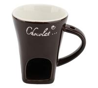 Srliya Tazza in Ceramica Che Scioglie il Cioccolato, Scaldacandele, per, Forchetta in Acciaio, Ideale per Intrattenere, Scelta Regalo da 10,2 X 11,4 cm. (Marrone)