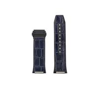Srndsydak Adatto for Ferragamo Three Eyes F80 Cinturino in vera pelle di vacchetta in gomma braccialetto fibbia pieghevole(Dark blue Black)