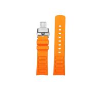 Srndsydak Cinturino for orologio in caucciù da uomo curvo da 22mm Adatto for Mido New Multifort TV M049.526(Orange Silver Folding)