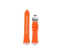 Srndsydak Cinturino for orologio in gomma siliconica adatto for Maurice Lacroix Aikon AI6008 6007 6038(Orange-silver Folding,For AI6008)