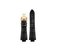 Srndsydak Cinturino for orologio in pelle adatto for Maurice Lacroix AIKON Al6008 AI6038 6058 interfaccia in acciaio inossidabile(Black-gold folding)