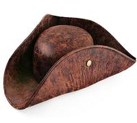 Srnede Cappello da pirata da donna cappello tricorno marrone cappello da pirata da uomo in pelle sintetica cappello vintage antirughe cappello invecchiato, Marrone, Medium