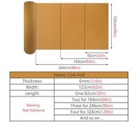SRNSAEB Bordo di Sughero L/ 1 2 3 4 5 M Rotolo di bacheca con 105 puntine, Rotoli di Sughero autoadesivi Fogli per Decorazioni murali, W/ 1,22 m bacheca di Sughero Fai da Te(48x162in/1.22x4.1m)
