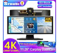 Srnubi 11.26 "Camera da Dash Retrovisore Carplay Android Auto 4K DVR Lettore di Navigazione Doppia Lente Registratore Cruscotto WIFI BT AUX GPS FM