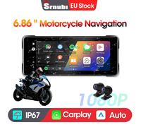 Srnubi 6.86 pollici Wireless CarPlay Moto GPS Portatile IP67 Touch Screen impermeabile Navigazione DVR per motocicli universali 5inch No DVR