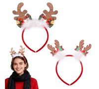 Srotmirw Cerchietto natalizio con corna di cervo da donna, 2 fasce rosse per capelli di Natale, per adulti, donne e ragazze, nella vita quotidiana, festival e feste