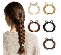 Srotmirw Elastici sottili in seta per donne e ragazze, 5 pezzi, elastici alla moda in seta con fiocco, nessun danno per capelli ricci spessi e sottili, per feste scolastiche e vita quotidiana