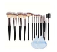 SROUPSUTKK 3-20 Pennelli For Trucco Professionale, Soffici E Ultra Morbidi For Fondotinta, Correttore For Ombretti, Blush, Applicazione Kabuki Strumenti per il trucco(17PCS Black and puff)
