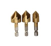 SROUPSUTKK Set di punte for trapano svasatore da 3/6 pezzi, gambo esagonale 1/4'', HSS, 5 taglienti, a 90 gradi, smussatore for legno, smusso 6 mm a 19 punta da trapano(12-19mm)