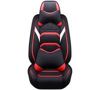 SRQORT Auto Copri-sedili Coprisedili Universali In Pelle Per Auto Per Fiat 500 Per Punto Per Tipo Per Freemont Per Bravo Per Panda(Nero rosso,Deluxe)