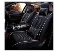SRQORT Coprisedili per auto in pelle sintetica 3D, coprisedili universali per Leon Ibiza, Cordoba, Toledo, Marbella, Terra, Ronda (nero bianco, con cuscino)