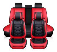 SRQORT Coprisedili universali per auto, 5D, in pelle PU, protezione per auto, traspirante, cuscino per sedile auto (rosso)