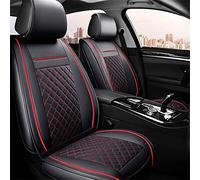 SRQORT Coprisedili universali per auto, per Hyundai, Getz, Accent 2008, Santa Fe, Tucson, Elantra, Creta, Veloster, Grand I10, Ioniq I10 I10 (nero rosso 4 pezzi)