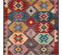 SRTJURFG Designer Quadrato Tappeto Moderno Salotto Tappeto Patchwork geometrico: marrone, verde smeraldo, arancione, giallo, rosso Grandi Dimensioni Tappeti Bambini Tappeto Tappeto, 150 x 150 cm