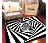 SRTJURFG Tappeti Quadrato Grandi Dimensioni Antiscivolo Lavable Tappeto Geometria asimmetrica nera Soggiorno Camera da Letto Computer Sedia Cuscino, 140 x 140 cm