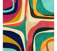 SRTJURFG Tappeti Quadrato Stile Moderno Strisce astratte: verde, rosso, blu, giallo Soggiorno Camera da Letto Computer Sedia Cuscino, 80 x 80 cm