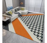 SRTJURFG Tappeto Salotto 180x250 cm Antiscivolo Soffice Grande Tappeto Camera da Letto Sala da Pranzo Soggiorno Corridoio Linee geometriche moderne nero arancione