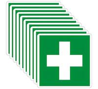 SRTSTR 10 Pz Cartello Cassetta Pronto Soccorso 10x10 cm Autoadesiva PVC Cartello Medico, Adesivi Cassetta Pronto Soccorso, Segnaletica di Salvataggio Anti UV, Impermeabile, per Esterno e Interno