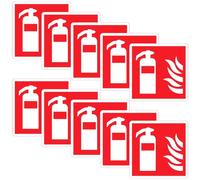 SRTSTR 10Pcs Cartello Estintore PVC Estintore Cartello di Sicurezza Adesivo Insegna con il Simbolo di un Estintore Impermeabile Anti-UV, per Esterno e Interno, 10x10cm