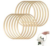 SRTSTR 12 Pezzi Cerchi per Acchiappasogni 15 cm Anelli in Legno di Bambù Cerchi Legno per Macramè Ghirlande Floreali Decorazioni Fai da Te e Artigianato
