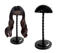 SRTSTR 2 Pezzi Porta Parrucca, Testa per Parrucca Rimovibile Antiscivolo Supporto per Parrucca Testa per Parrucche Corte e Lunghe,Cappelli (Nero)