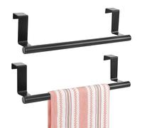 SRTSTR 2 Pezzi Porta Strofinacci Cucina Senza Forare Porta Asciugamani Cucina da Appendere 36cm Appendi Strofinacci Cucina Portasciugamani in Acciaio Inossidabile Barra Canovaccio per Bagno Nero