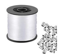 SRTSTR 200M Filo Nylon Trasparente 0,8 mm Filo da Pesca Filo Trasparente per Appendere con 100 Manicotti ad Anello di Aggraffatura per Fai da te, Pesca, Artigianato, Gioielli, Sospensione