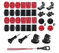 SRTSTR 35 Pezzi Supporto Attacchi Adesivi Piatti e Curvi Attacco Casco Biadesivo con J-shaped Base e Adattatori Vite 1/4” Attacco Accessori Action Cam Attacco Telecamera Casco per GoPro Hero DJI