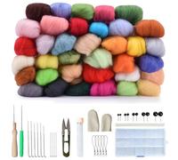 SRTSTR 36 Colori Lana Feltro Lana Roving Kit Iniziale per Feltro ad Ago Feltro di Lana Fai da Te Kit Lana Cardata per Feltro Artigianale Bricolag (3g/Colore)
