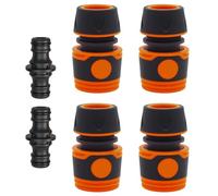 SRTSTR 4Pz Raccordi per Tubi Irrigazione da 1/2" + 2Pz Connettori Maschio Doppio Irrigazione Raccordo, Attacco Rapido Acqua Giardino ABS Connettore Tubo Acqua, per Tubo Irrigazione, Rubinetto