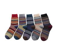 SRTUMEY Calze Riscaldati Winter Vintage Soft Pack Womens Socks 5 Wool Socks Caldo Cold Knit Socks Set Calze 70 Denari