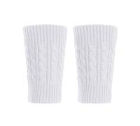 SRTUMEY Calzini da donna, taglio basso, imbottiti, invernali, scaldamuscoli lavorati a maglia, calzini per stivali, toppers polsini abbigliamento per uomo, bianco, Etichettalia unica