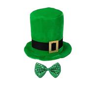 SRTUMEY Cappello a cilindro verde per adulti con nodo a forma di trifoglio dorato, cappello da leprechaun per la festa di San Patrizio, taglia unica, accessorio per costume irlandese, cappelli novità