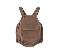 SRTUMEY Tutina per neonati e bambini, con tasca solida, per l'estate e l'autunno, senza maniche, pagliaccetto per neonati e bambine, 0-3 mesi, colore: caffè