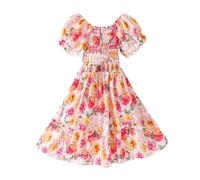 SRTUMEY Vestito per le ragazze Europeo Estate Big Girl Slip Dress Beach Etnico Cotone Seta Vestito per Bambini Compleanno Carnevale, rosa, 15-16 Anni