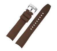SRTYDCUR Cinturino compatibile con Omega X, Swatch, Seamaster 300, Citizen, uomo e donna, in gomma silicone, estremità curva(Brown,20mm)