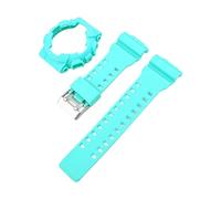 SRTYDCUR Cinturino + custodia compatibile con Casio G-Shock GA-100/compatibile 110/compatibile 120/compatibile 140 GD-100 GAX-100 GLS-100 cinturino di ricambio in gomma siliconica opaca(Cyan)