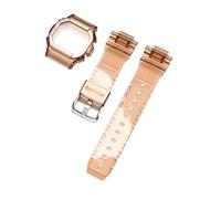 SRTYDCUR Cinturino for orologio con custodia protettiva compatibile Casio G-Shock DW-5600 DW-5000 GW-M5610 GLX-5600 cinturino for in gomma trasparente e silicone(Brown,5610 series)