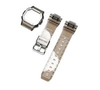 SRTYDCUR Cinturino for orologio con custodia protettiva compatibile Casio G-Shock DW-5600 DW-5000 GW-M5610 GLX-5600 cinturino for in gomma trasparente e silicone(Black,5600 series)