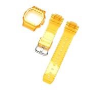 SRTYDCUR Cinturino for orologio con custodia protettiva compatibile Casio G-Shock DW-5600 DW-5000 GW-M5610 GLX-5600 cinturino for in gomma trasparente e silicone(Orange,5610 series)
