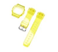 SRTYDCUR Cinturino for orologio con custodia protettiva compatibile Casio G-Shock DW-5600 DW-5000 GW-M5610 GLX-5600 cinturino for in gomma trasparente e silicone(Yellow,5600 series)